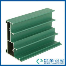 6063-T5 aluminium section with green powder coating for aluminum alloy profile